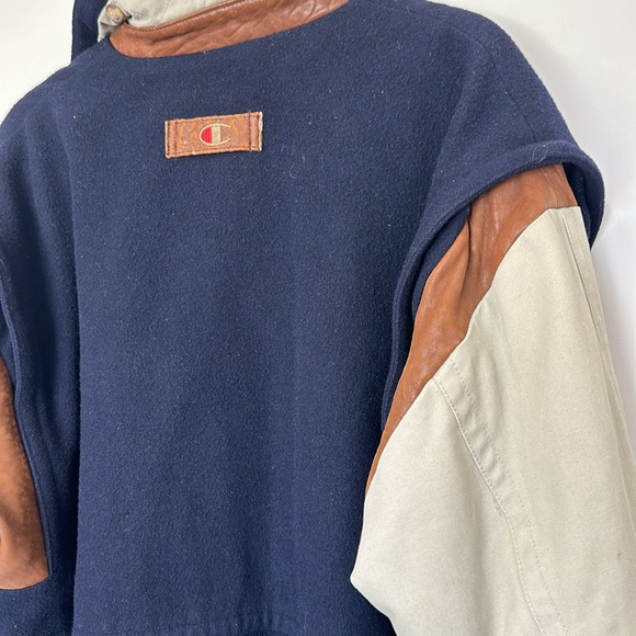 Champion Wool Varsity Bomber Leather Trim Vintage 90s Full Zip Jacket Mens m - Picture 6 of 6